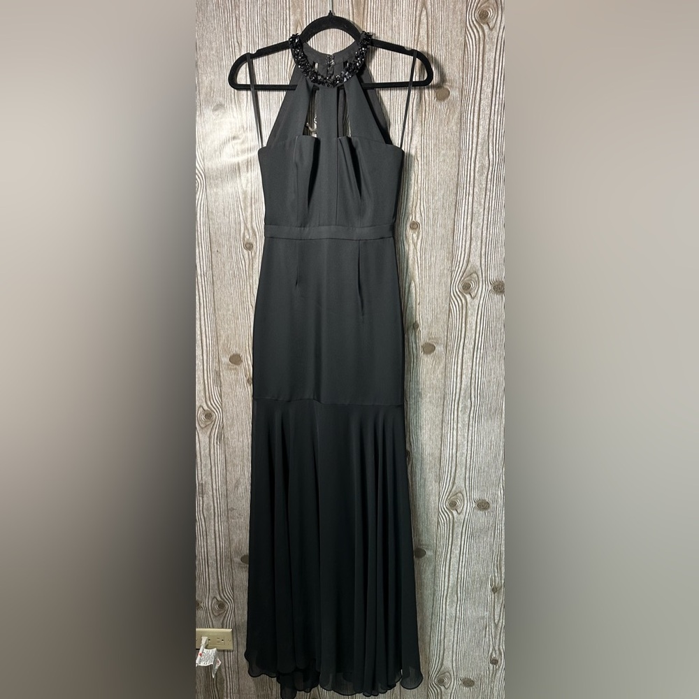 $448 NWT BCBG MaxAzria Leonora Black Floor length Dress Sz 0 - Picture 6 of 10